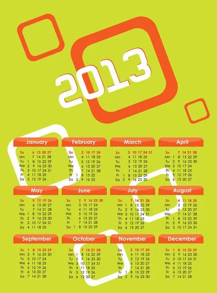 Calendario 2013. Verde — Vector de stock