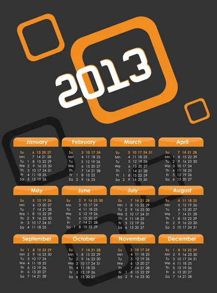 カレンダー 2013 年。グレー — ストックベクタ