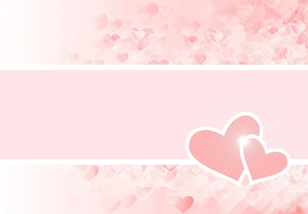 Rosa kort med hjärtan — Stockfoto