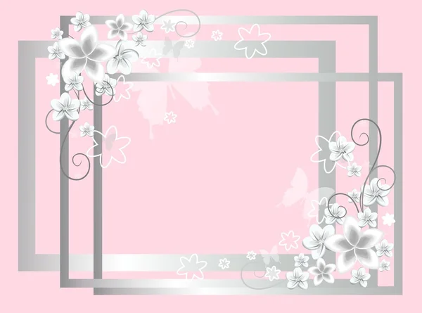 Weiße Rahmen mit Blumen — Stockfoto