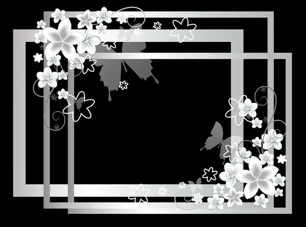 Weiße Rahmen mit Blumen — Stockfoto