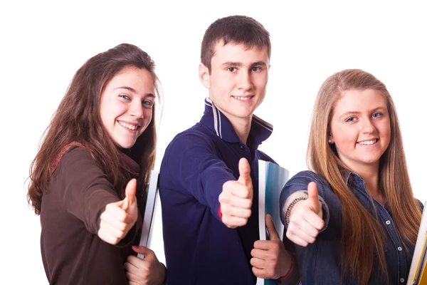 Підлітки студенти з великими пальцями вгору — стокове фото