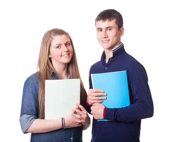 Couple of Teenage Students on White — Stock Photo, Image