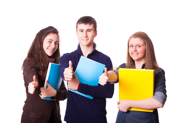 Teenage Students with Thumbs Up — Stock Photo, Image