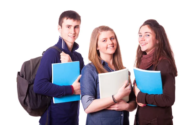 Estudantes adolescentes felizes em branco — Fotografia de Stock