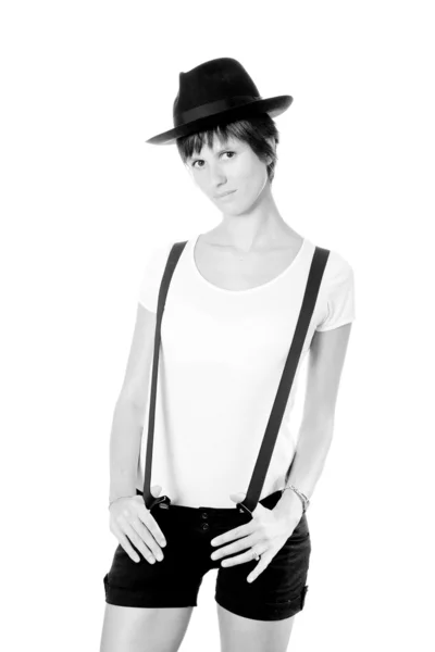 Black and White Portrait, Retro Style — Stock Photo, Image
