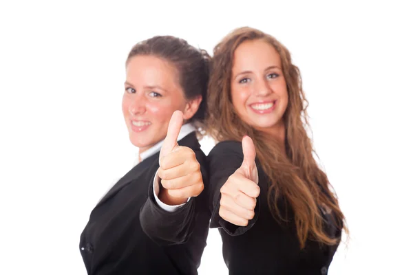 Dwie kobiety biznesu z kciukami w górze — Zdjęcie stockowe