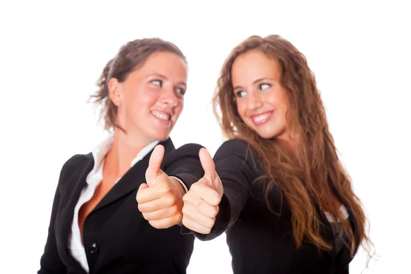Duas mulheres de negócios com polegares para cima — Fotografia de Stock