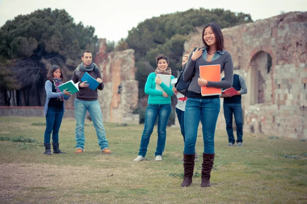 Multicultural College Students at Park — Stock Photo, Image
