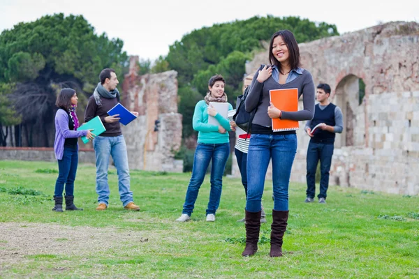 Estudantes universitários multiculturais no Parque — Fotografia de Stock