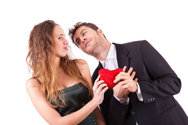 Couple Holding an Heart, symbol of Love, on Valentine's Day — Stock Photo, Image