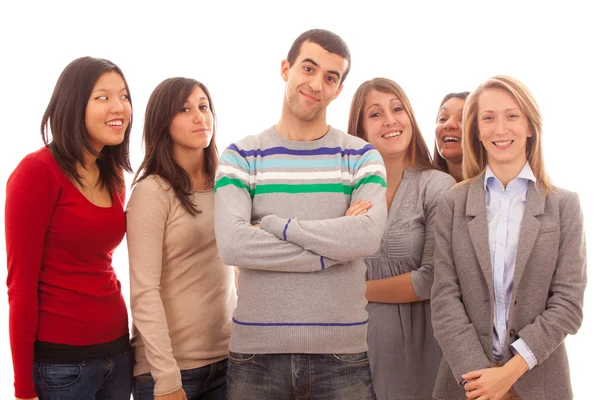 Young Handsome Man with Many Girls Around — Stock Photo, Image