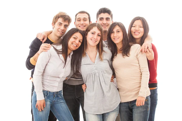 Junge multirassische Gruppe auf weißem Hintergrund — Stockfoto