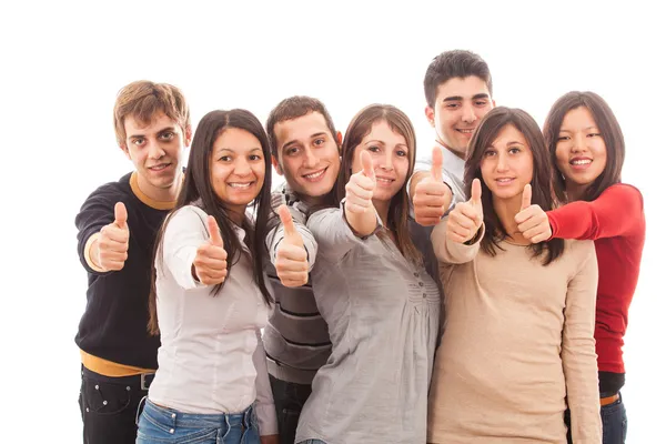 Šťastný mnohonárodnostní skupiny s palec nahoru — Stock fotografie
