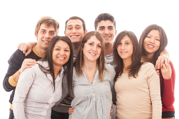 Grupo joven multirracial sobre fondo blanco — Foto de Stock