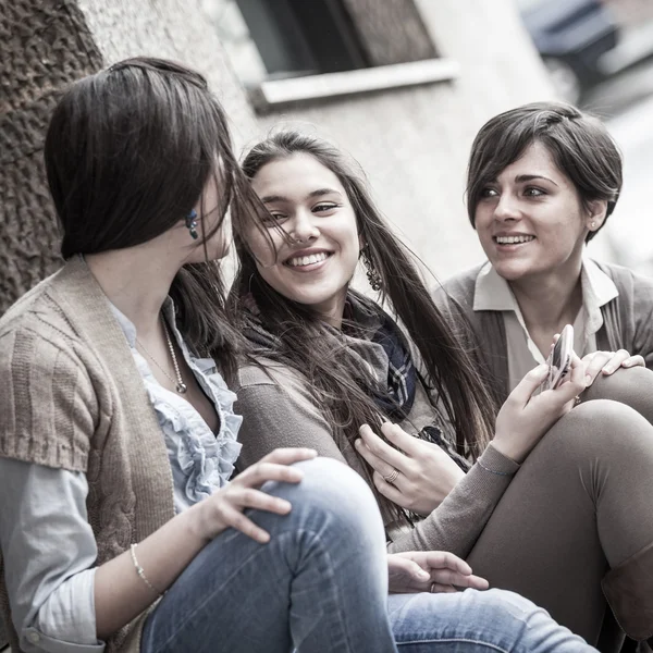 Group of Women Sending Message with Mobile Phone — Stock Photo, Image
