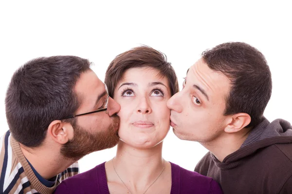 Young Woman and Two Men — Stock Photo, Image