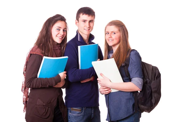 Estudantes adolescentes felizes em branco — Fotografia de Stock
