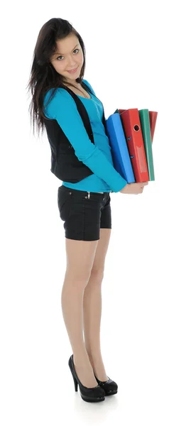 Dziewczyna przenoszenia folderów — Zdjęcie stockowe