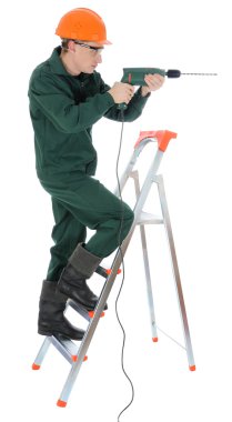 Worker with drill clipart