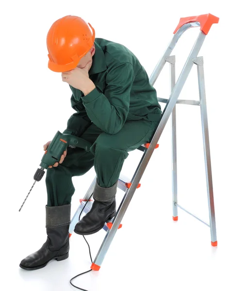 Worker with drill — Stock Photo, Image