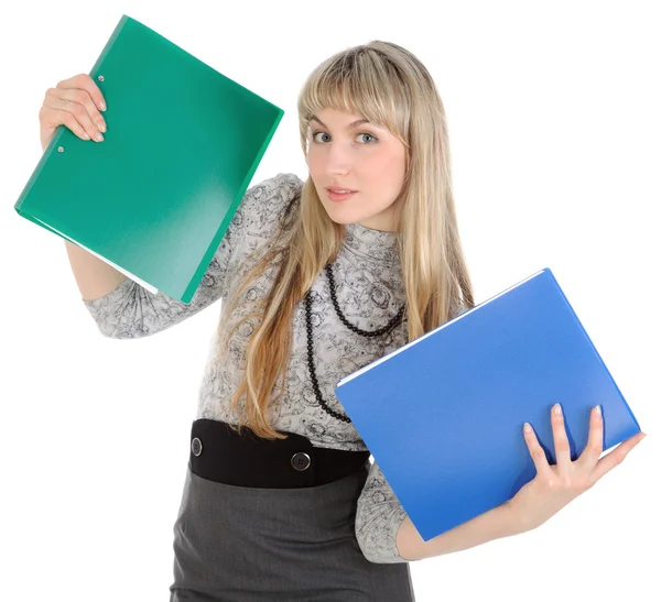 Dziewczyna przenoszenia folderów. — Zdjęcie stockowe