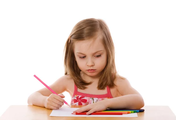 Little Girl drawing — Stock Photo, Image