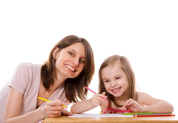 Mother helping daughter — Stock Photo, Image