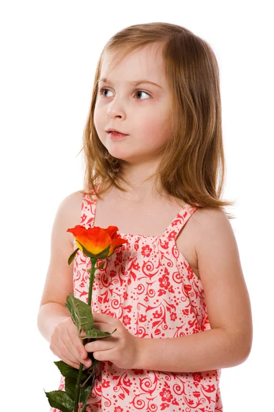 Girl Holding Rose — Stock Photo, Image
