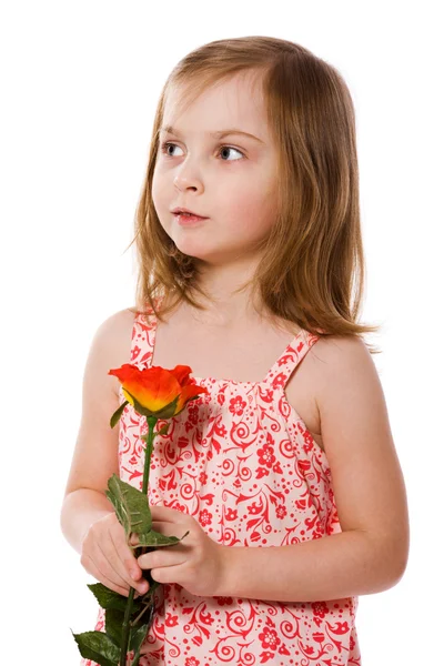 Ragazza che tiene rosa — Foto Stock