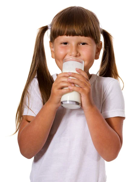 Mädchen liebt Milch — Stockfoto