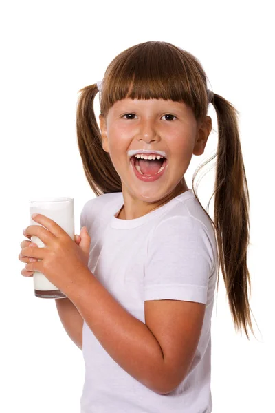 Chica ama la leche — Foto de Stock
