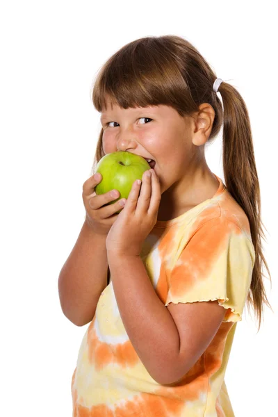 Menina segurando maçã — Fotografia de Stock