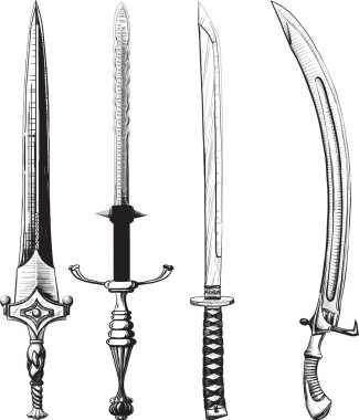 Different set of swords clipart
