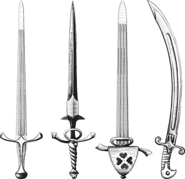 Different set of swords clipart