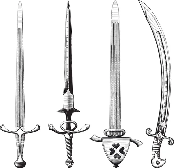 不同组的剑 — 图库矢量图片