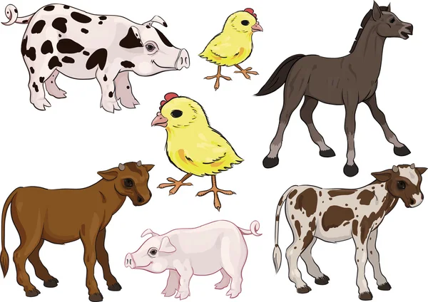 stock vector Baby farm animals set