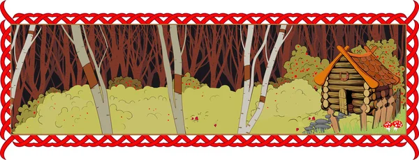 一个孤独的房子在童话森林 — 图库矢量图片