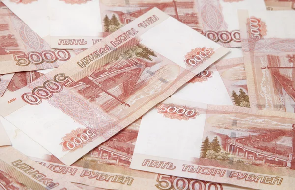 Contexte de cinq mille billets de roubles russes — Photo