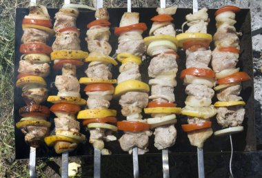 bir şiş üzerinde ham kebab