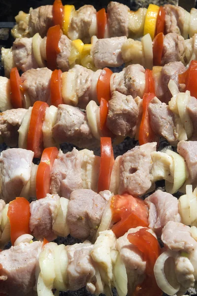 stock image Raw shashlik on a skewer