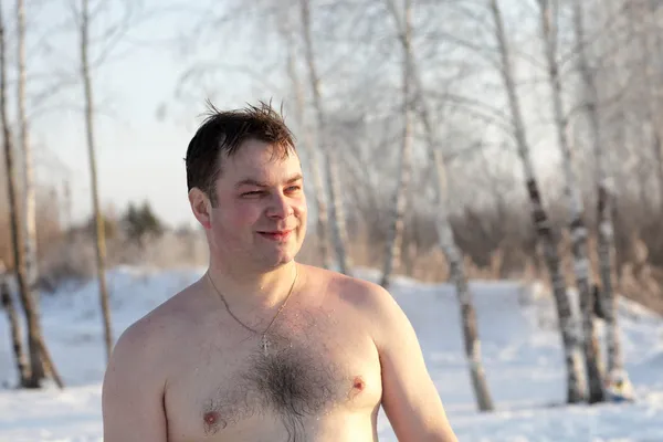 冬の水泳選手の肖像画 — ストック写真