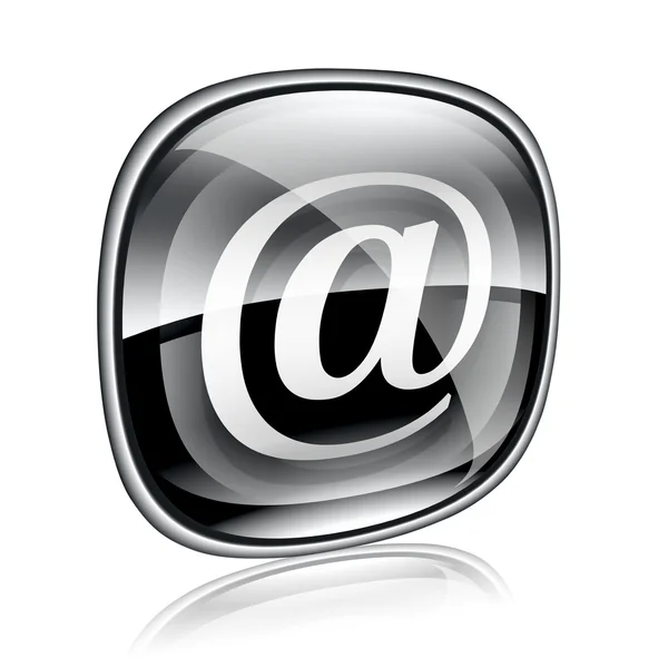 Ícone de e-mail vidro preto, isolado no fundo branco . — Fotografia de Stock