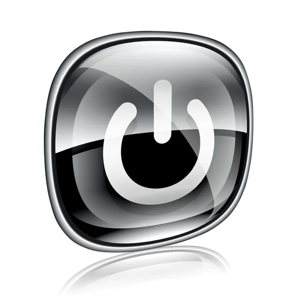Power-Symbol schwarzes Glas, isoliert auf weißem Hintergrund. — Stockfoto
