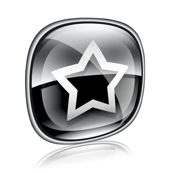 Estrella icono vidrio negro, aislado sobre fondo blanco . — Foto de Stock