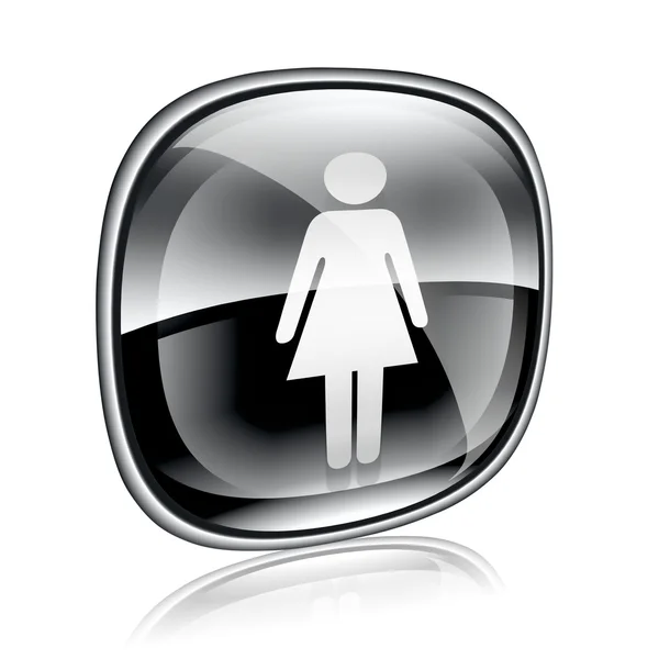 Kobieta ikona czarne szkło, na białym tle. — Zdjęcie stockowe