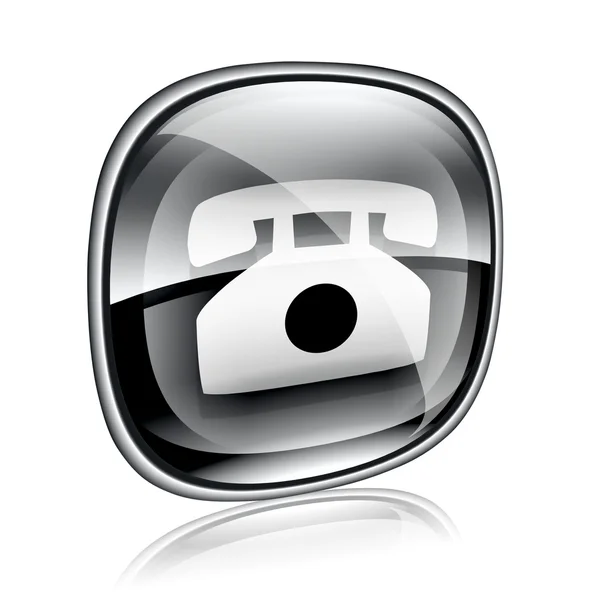 Telefoon pictogram zwart glas, geïsoleerd op witte achtergrond. — Stockfoto