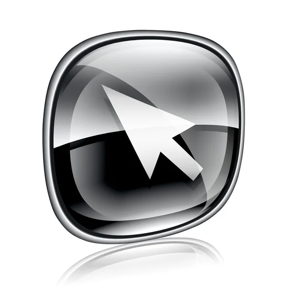 Ícone cursor vidro preto, isolado no fundo branco — Fotografia de Stock