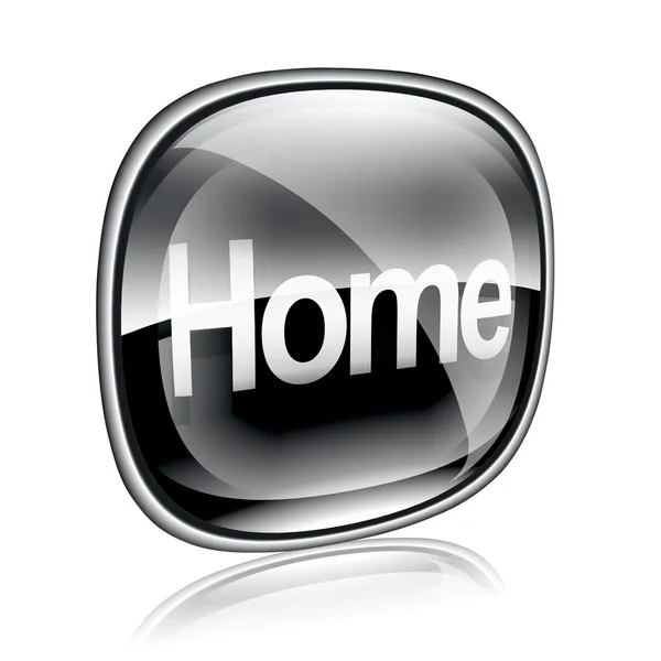 홈 아이콘 검은 유리, 흰색 배경에 고립 — 스톡 사진