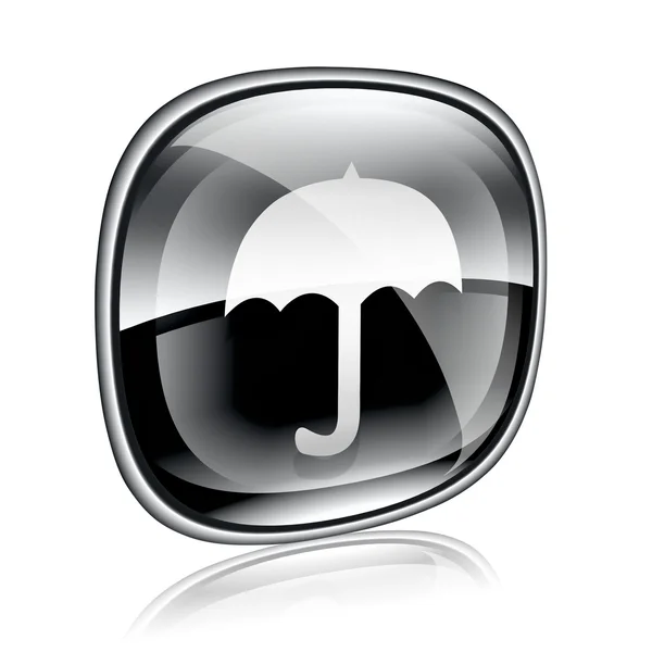 Umbrella icon black glass, isolated on white background — Stock Photo, Image